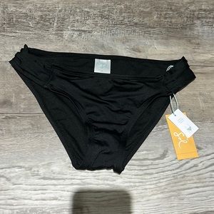 NWT Small size 4-6 Kona Sol medium coverage black swim bottom with liner